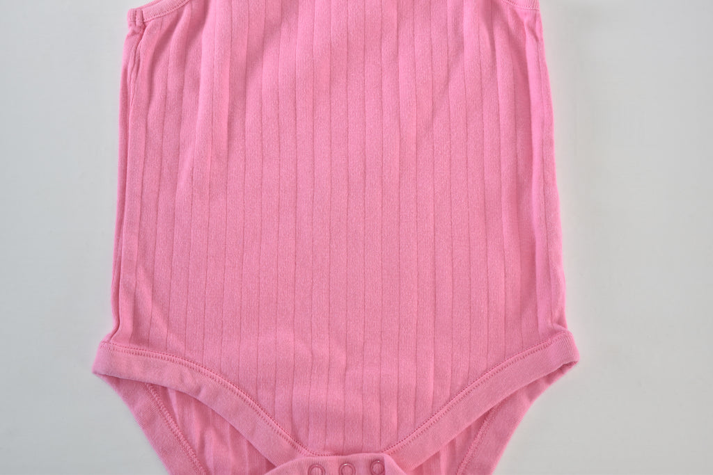 Pink ribbed sleeveless bodysuit