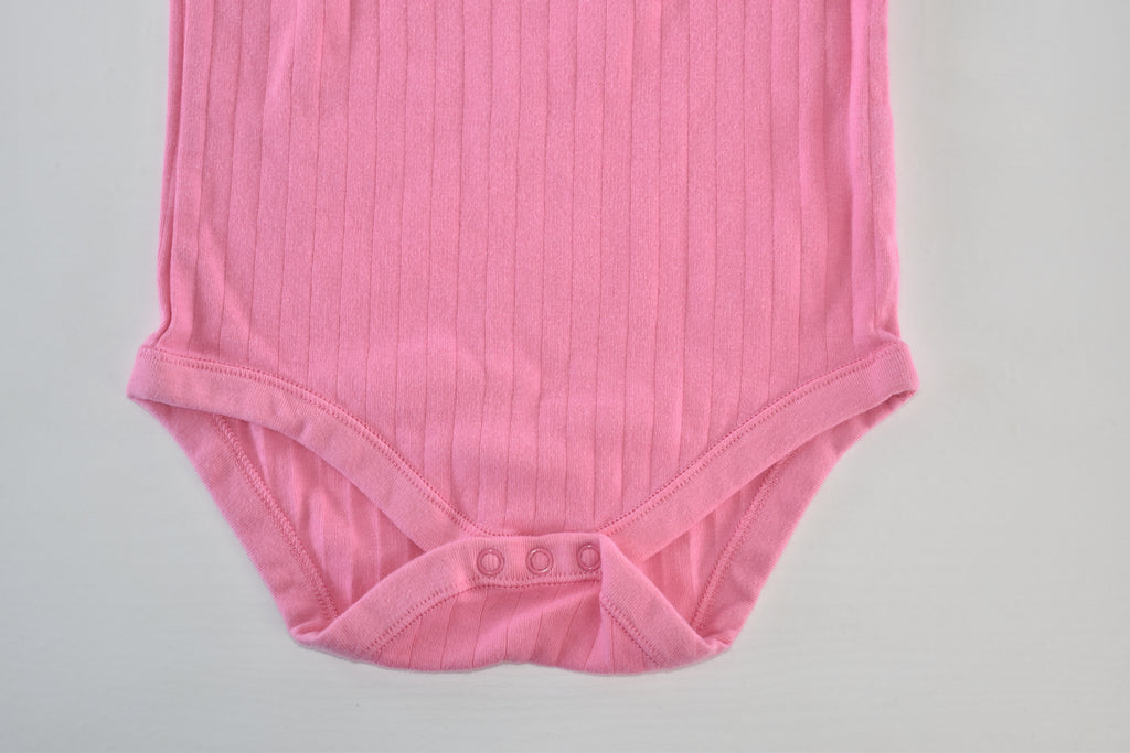 Pink ribbed sleeveless bodysuit
