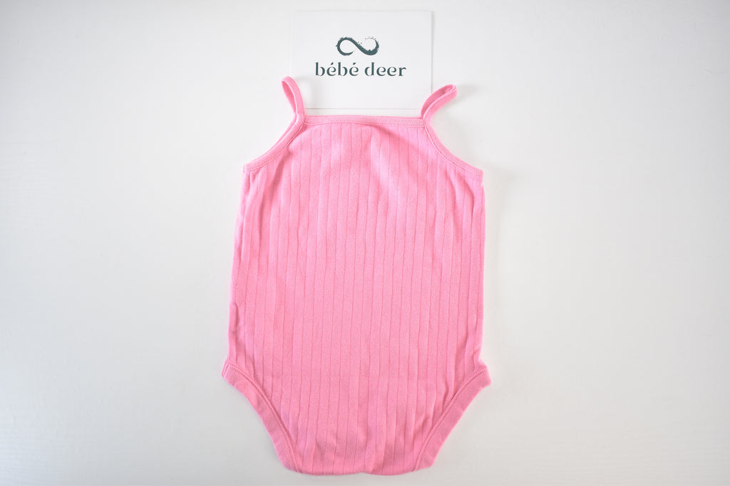 Pink ribbed sleeveless bodysuit