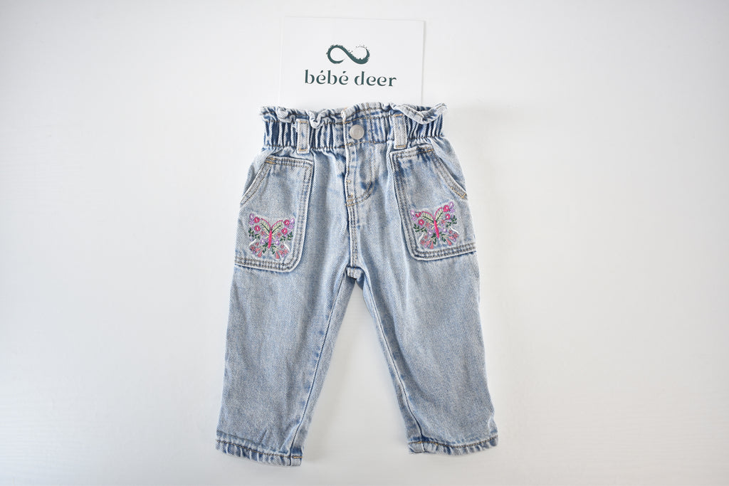 Light wash butterfly embroidered jeans