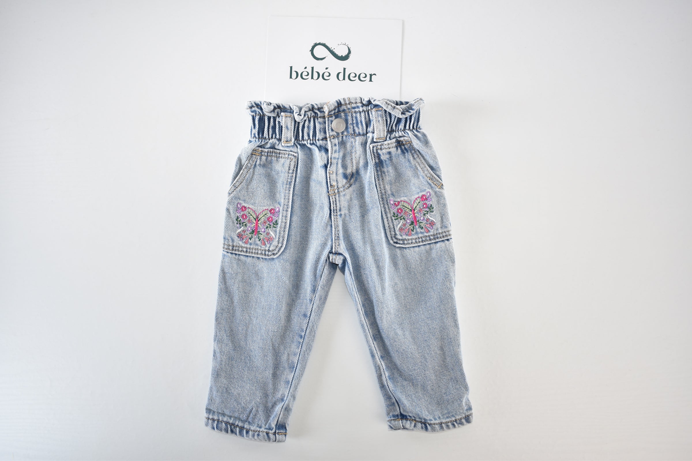 Light wash butterfly embroidered jeans