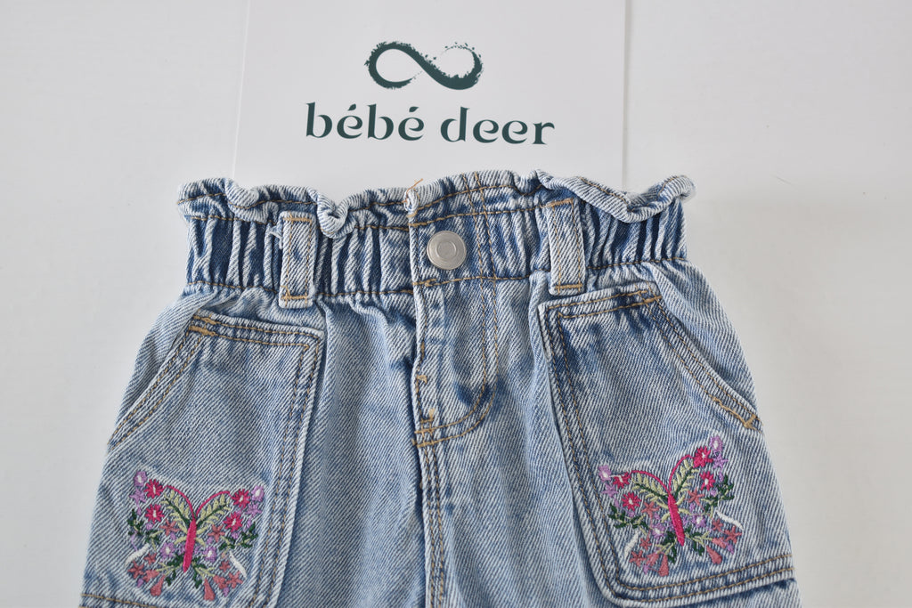 Light wash butterfly embroidered jeans