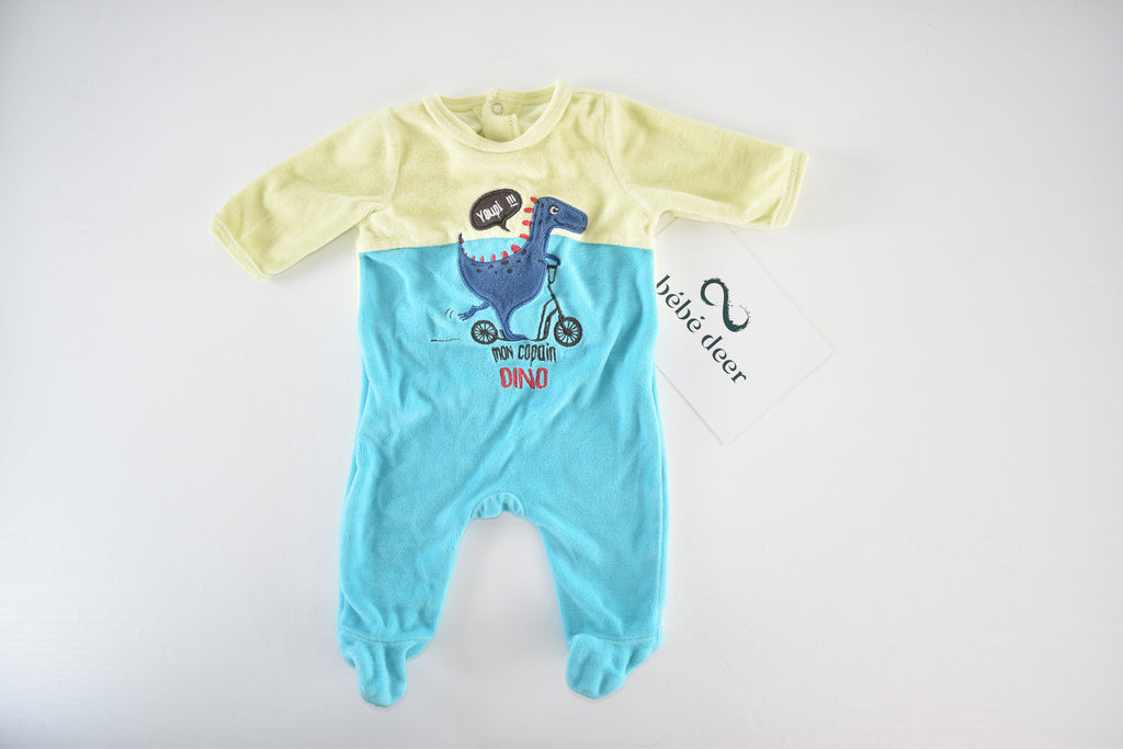 Dinosaur velour sleepsuit