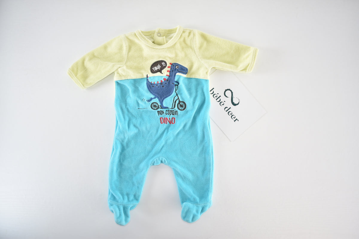 Dinosaur velour sleepsuit