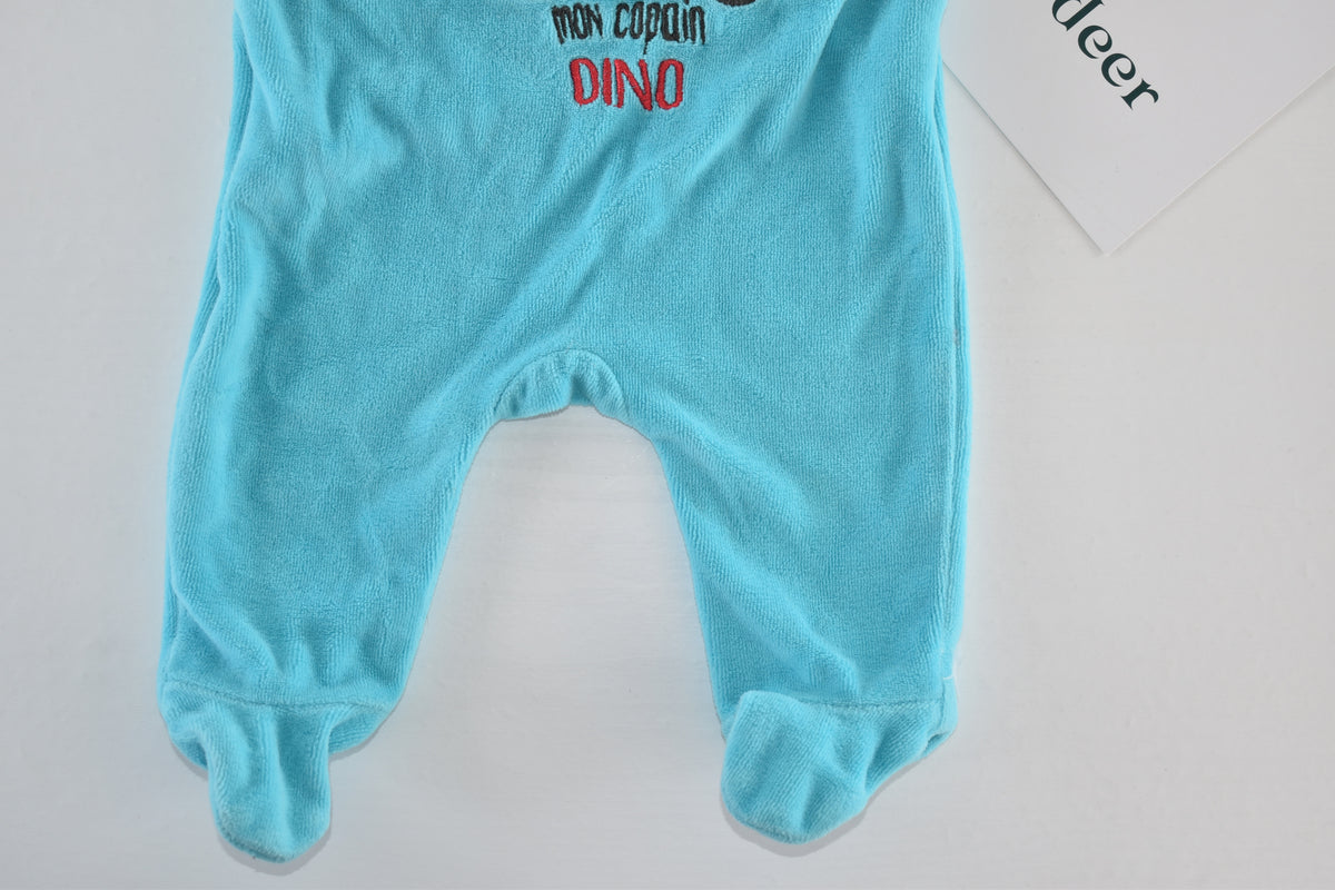 Dinosaur velour sleepsuit