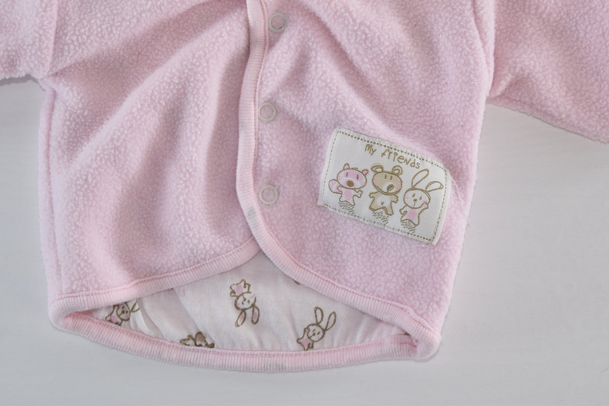 Pink fleece hooded jacket
