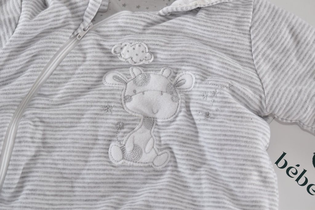 Striped giraffe padded pramsuit
