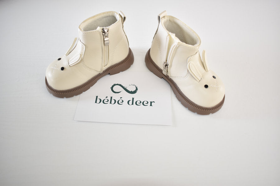 Cream bunny ankle boots