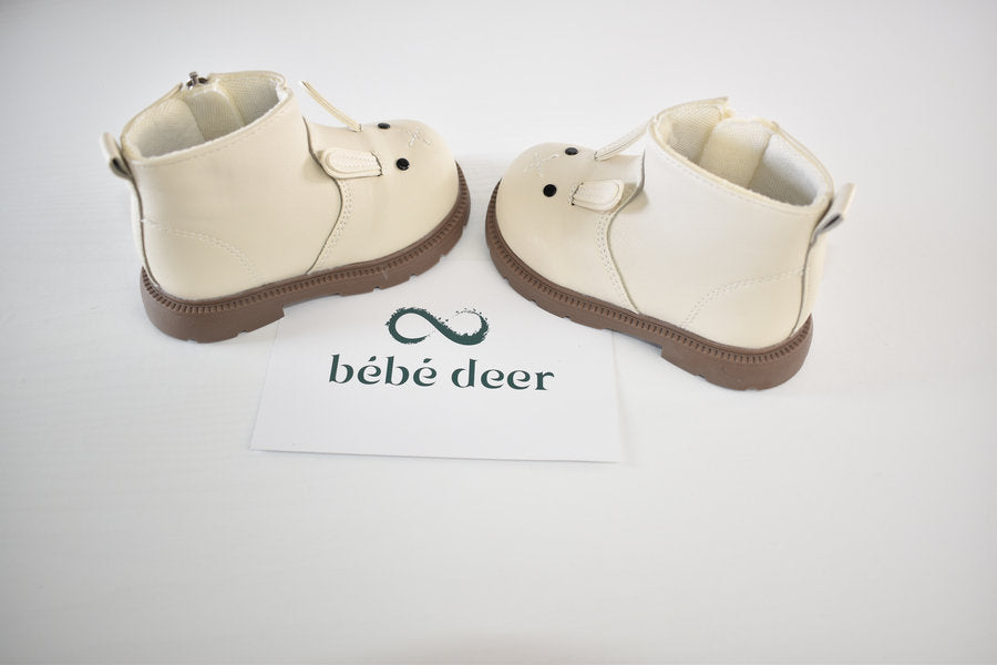 Cream bunny ankle boots