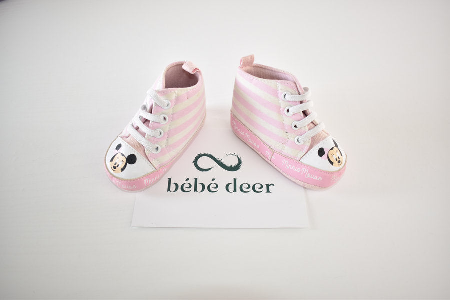 Minnie Mouse striped prewalker trainers