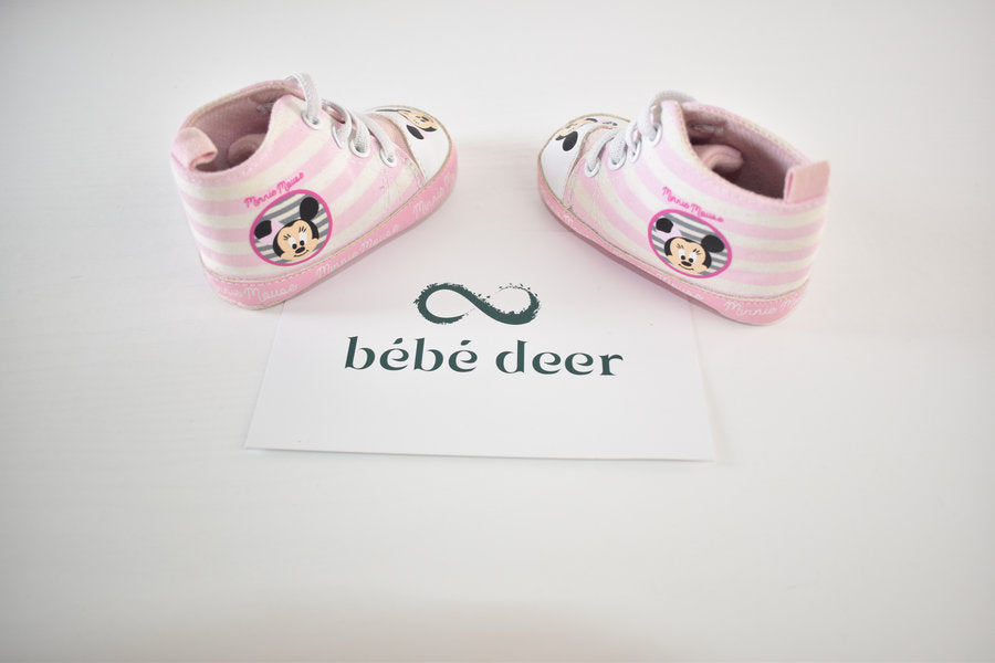 Minnie Mouse striped prewalker trainers