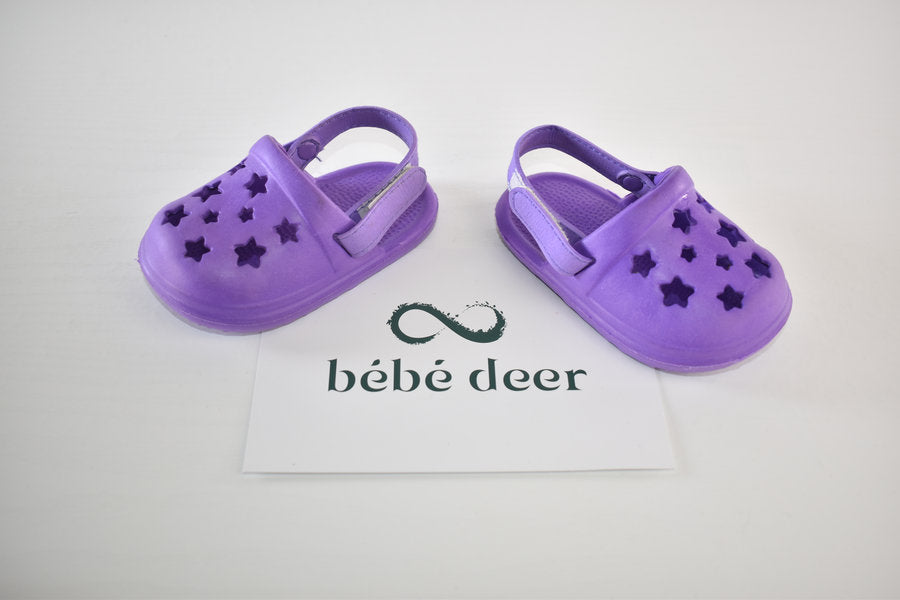 Purple star crocs style shoes