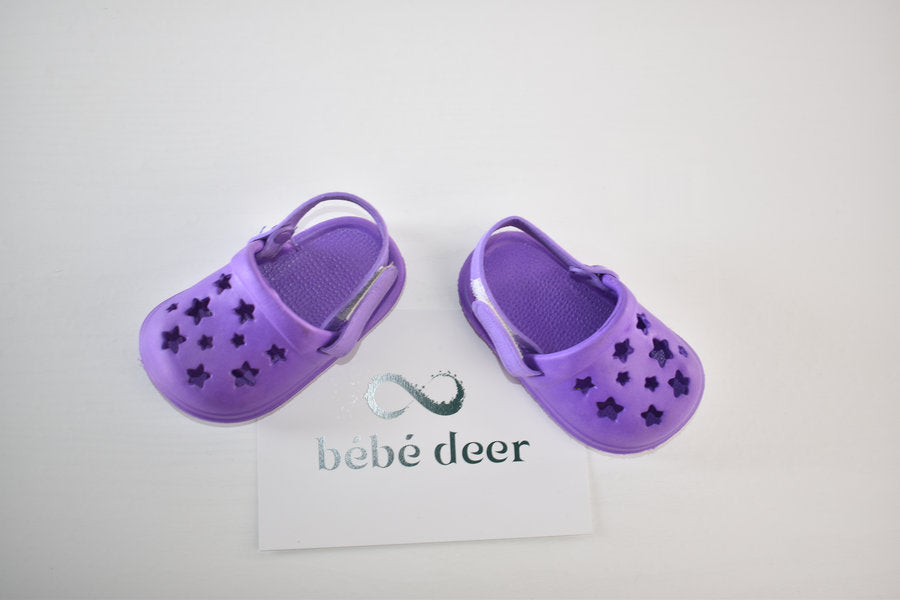 Purple star crocs style shoes