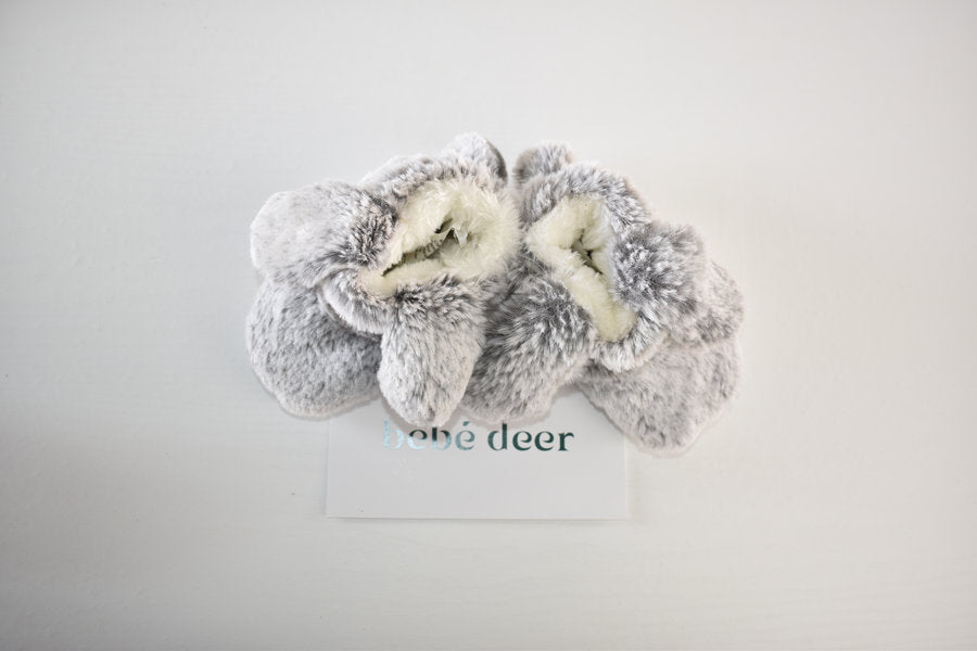 Grey bunny faux fur booties