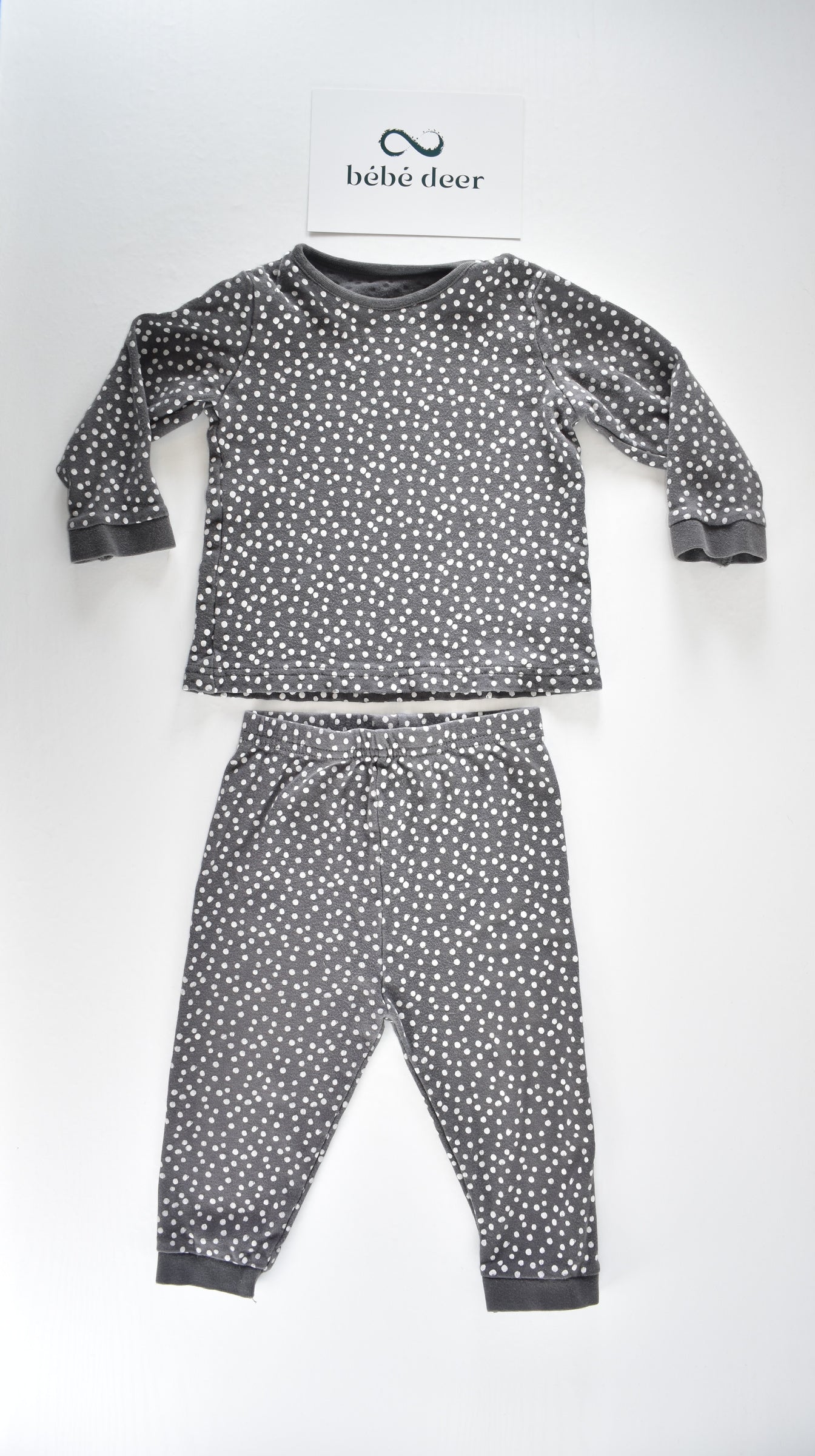Grey polka dot two piece pyjama set