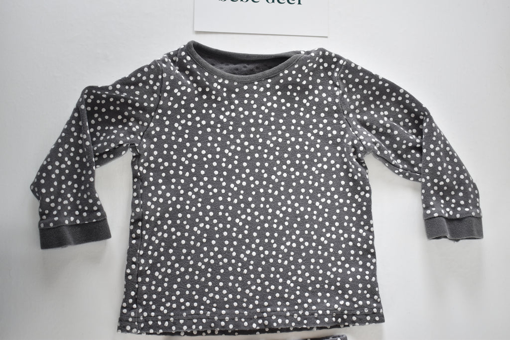 Grey polka dot two piece pyjama set