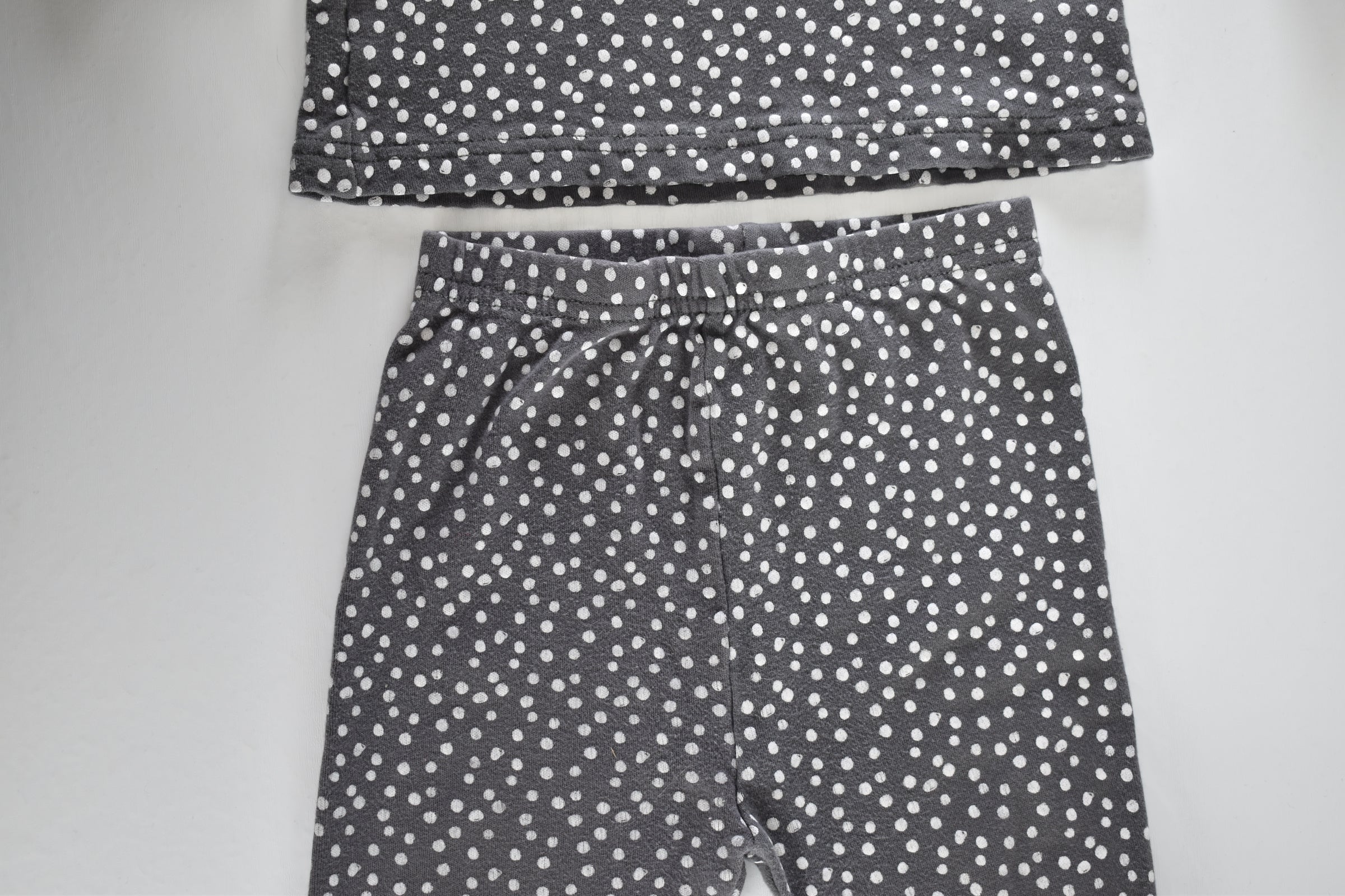 Grey polka dot two piece pyjama set