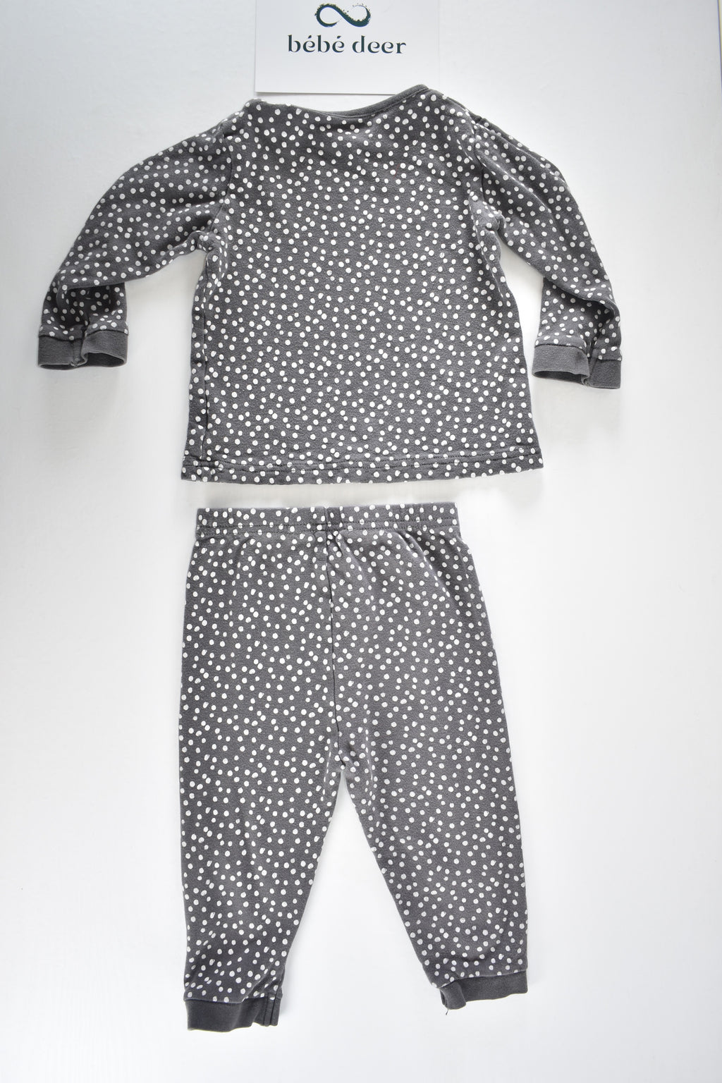 Grey polka dot two piece pyjama set
