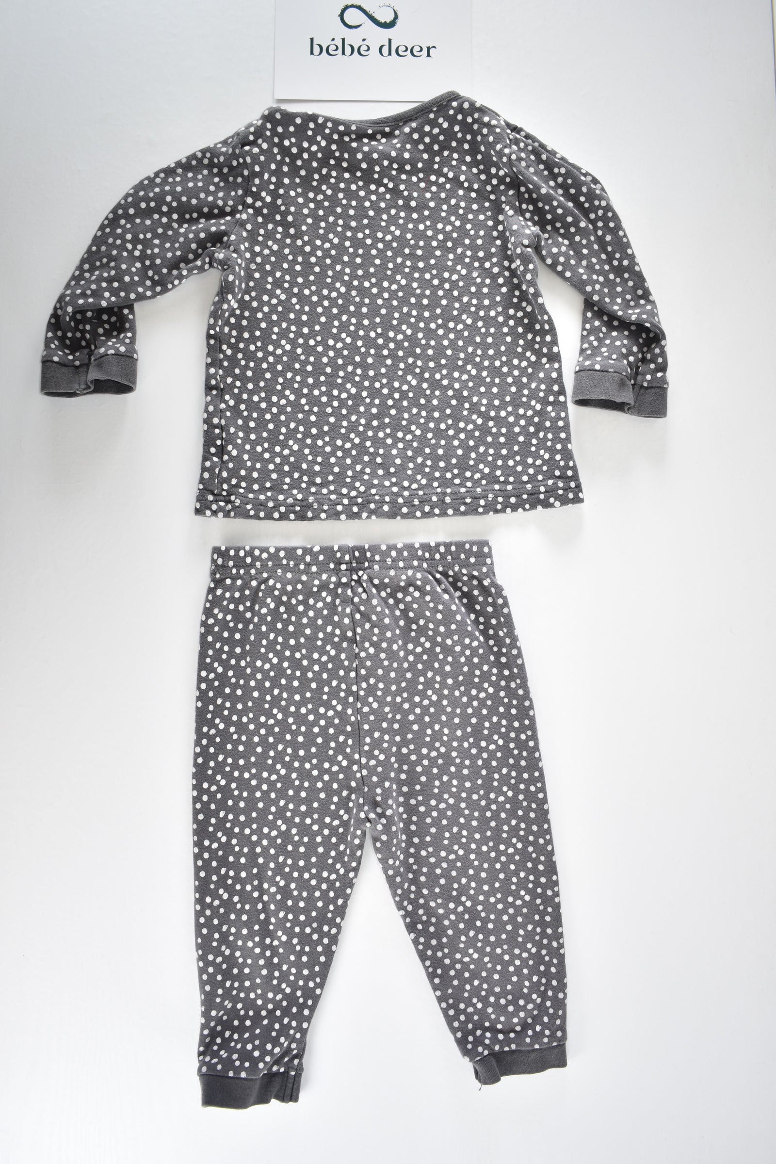 Grey polka dot two piece pyjama set