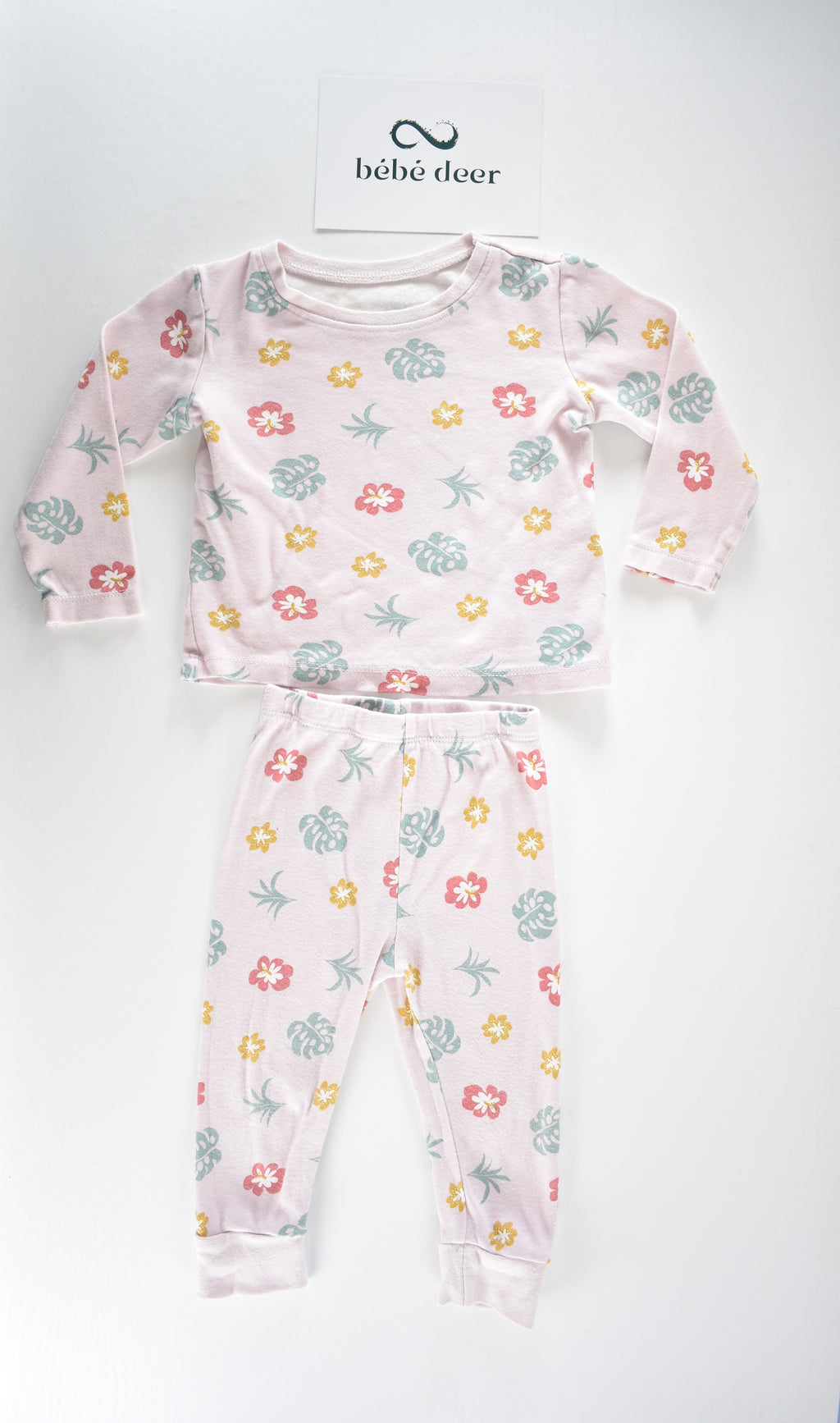Pink floral two piece pyjama set