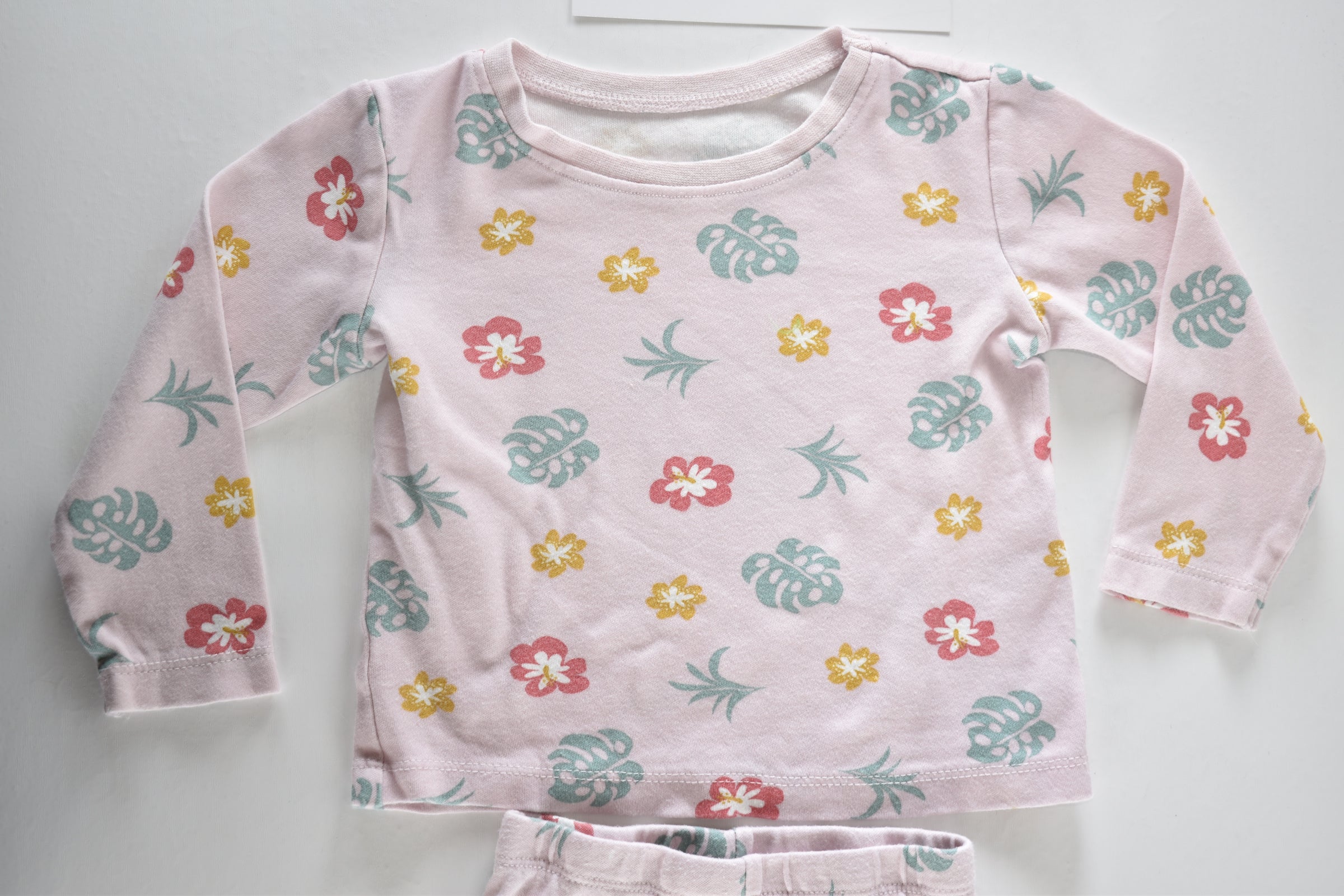 Pink floral two piece pyjama set