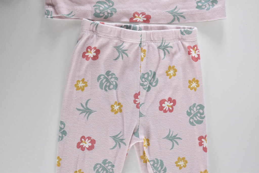 Pink floral two piece pyjama set