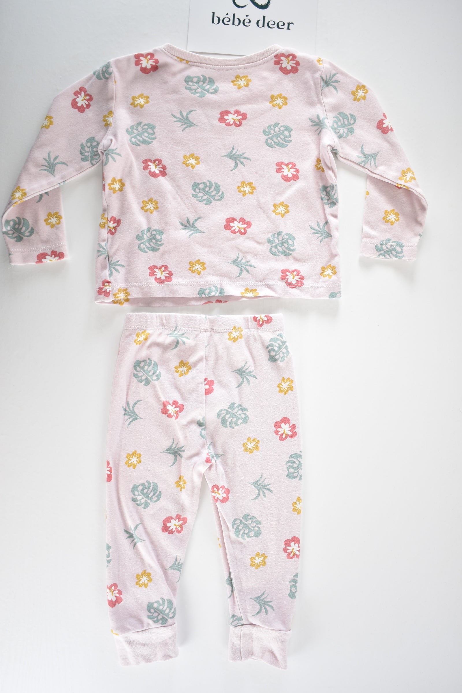 Pink floral two piece pyjama set