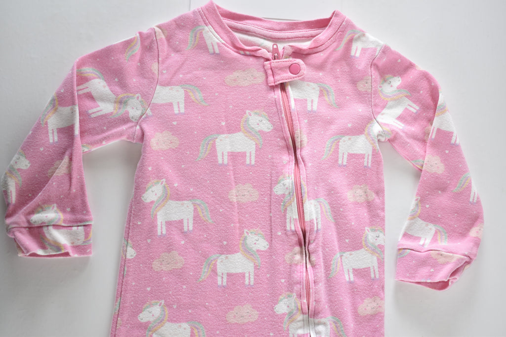 Pink unicorn zip sleepsuit