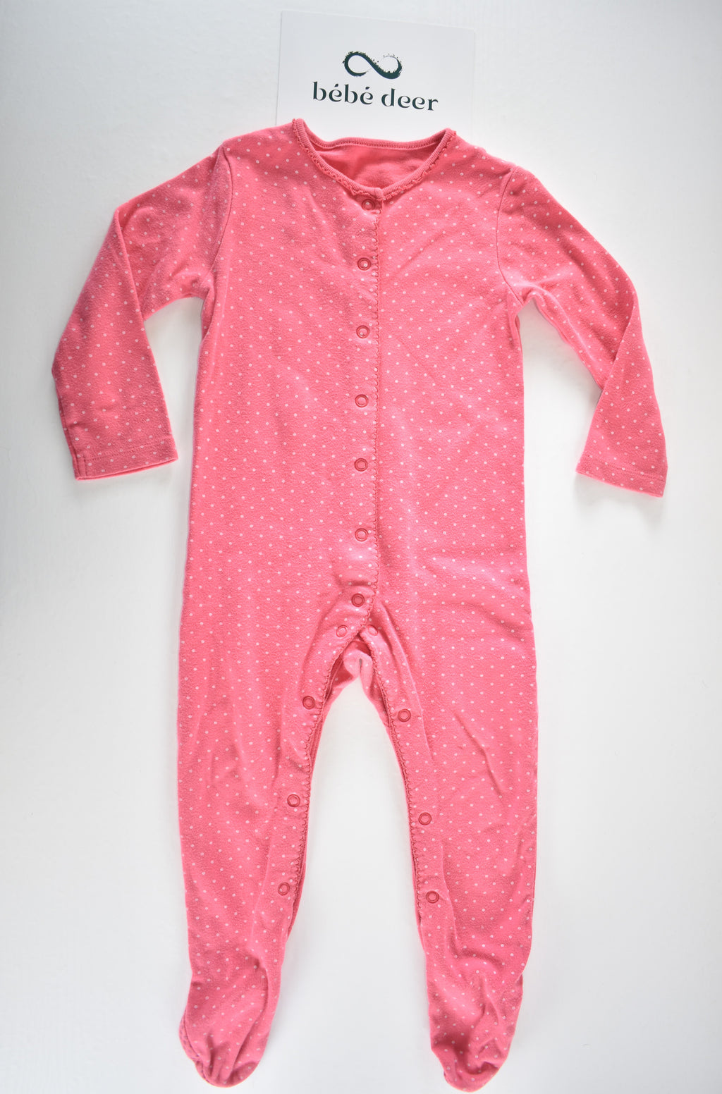 Pink polka dot sleepsuit