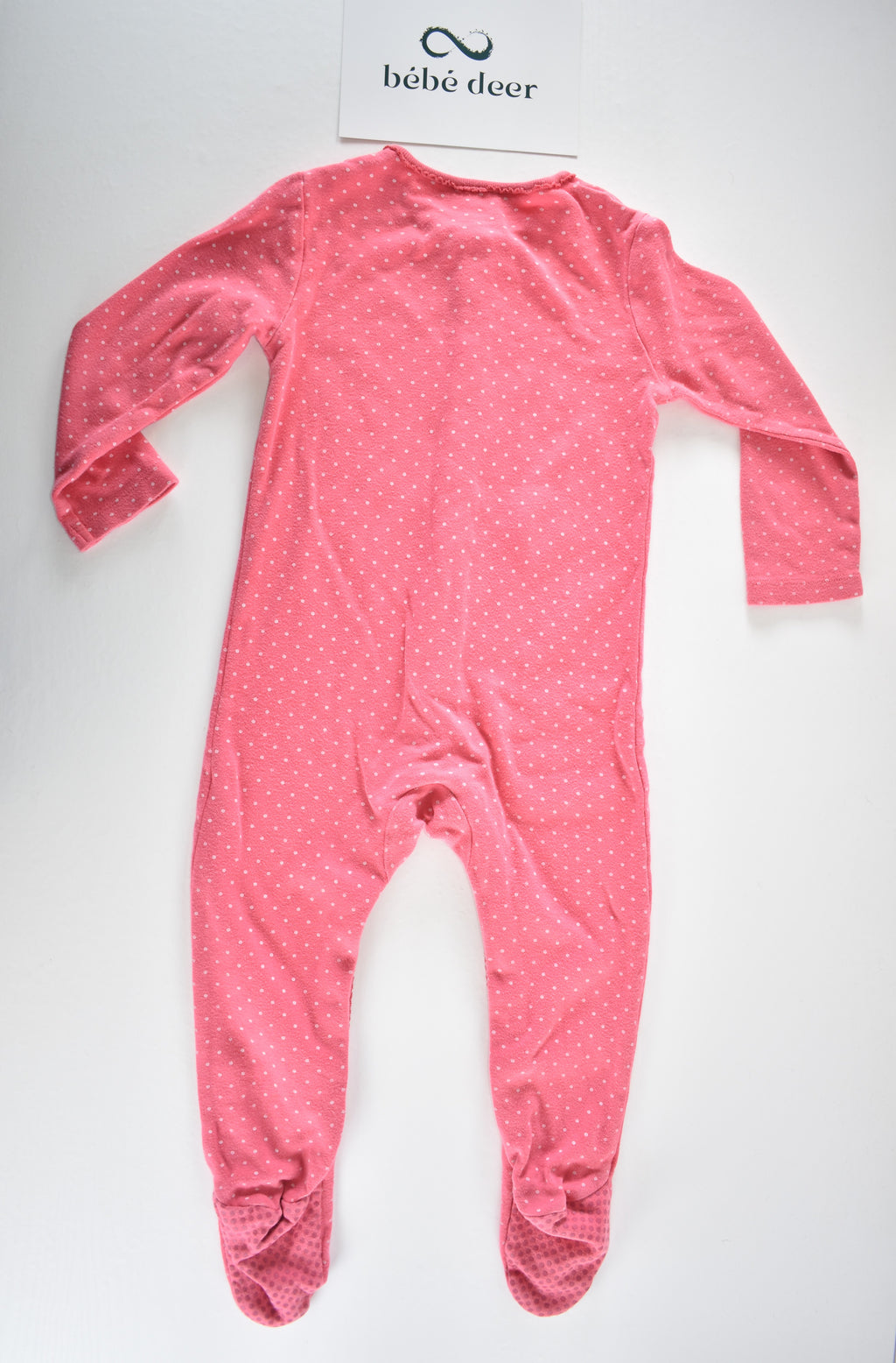 Pink polka dot sleepsuit