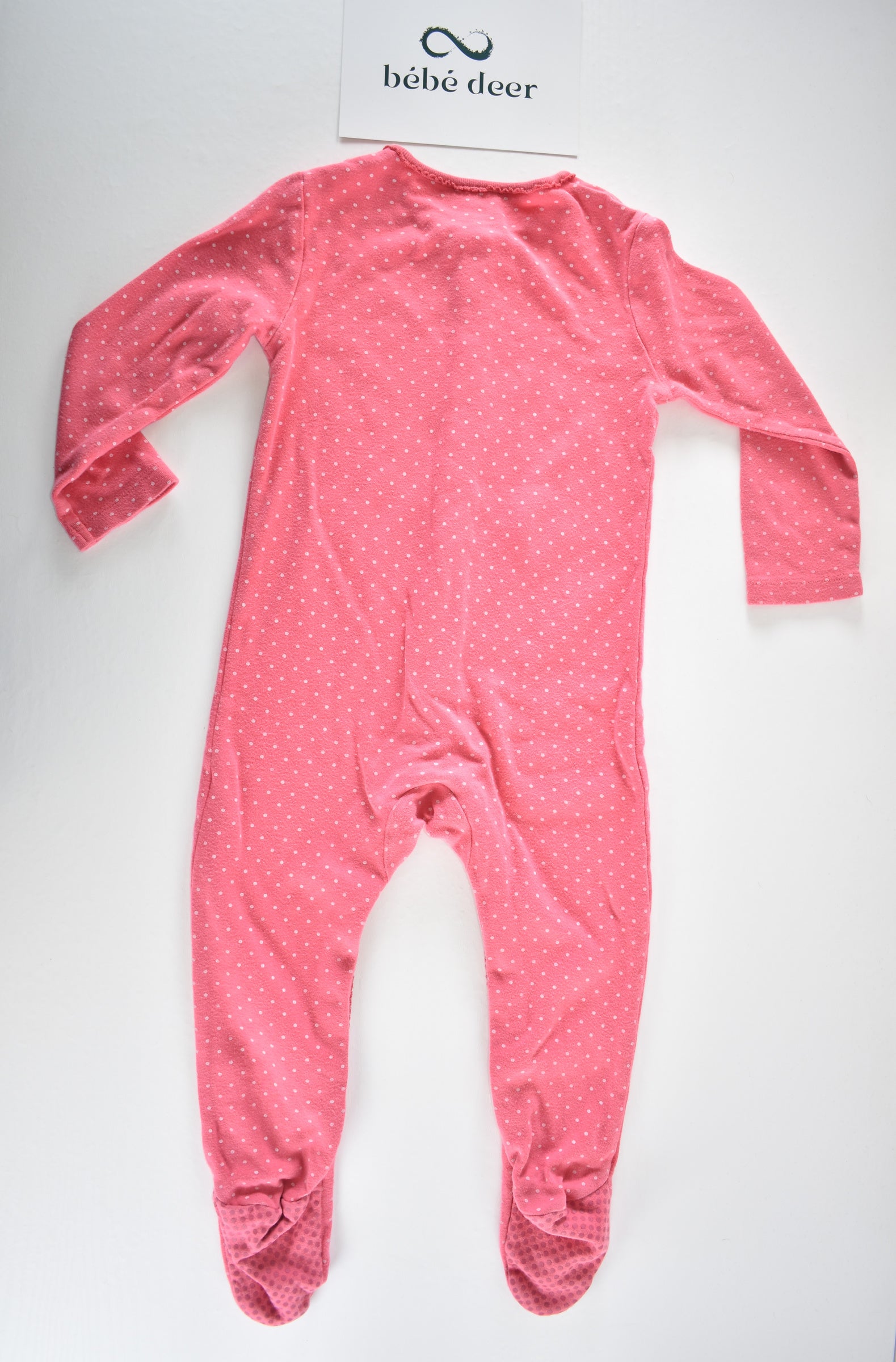 Pink polka dot sleepsuit