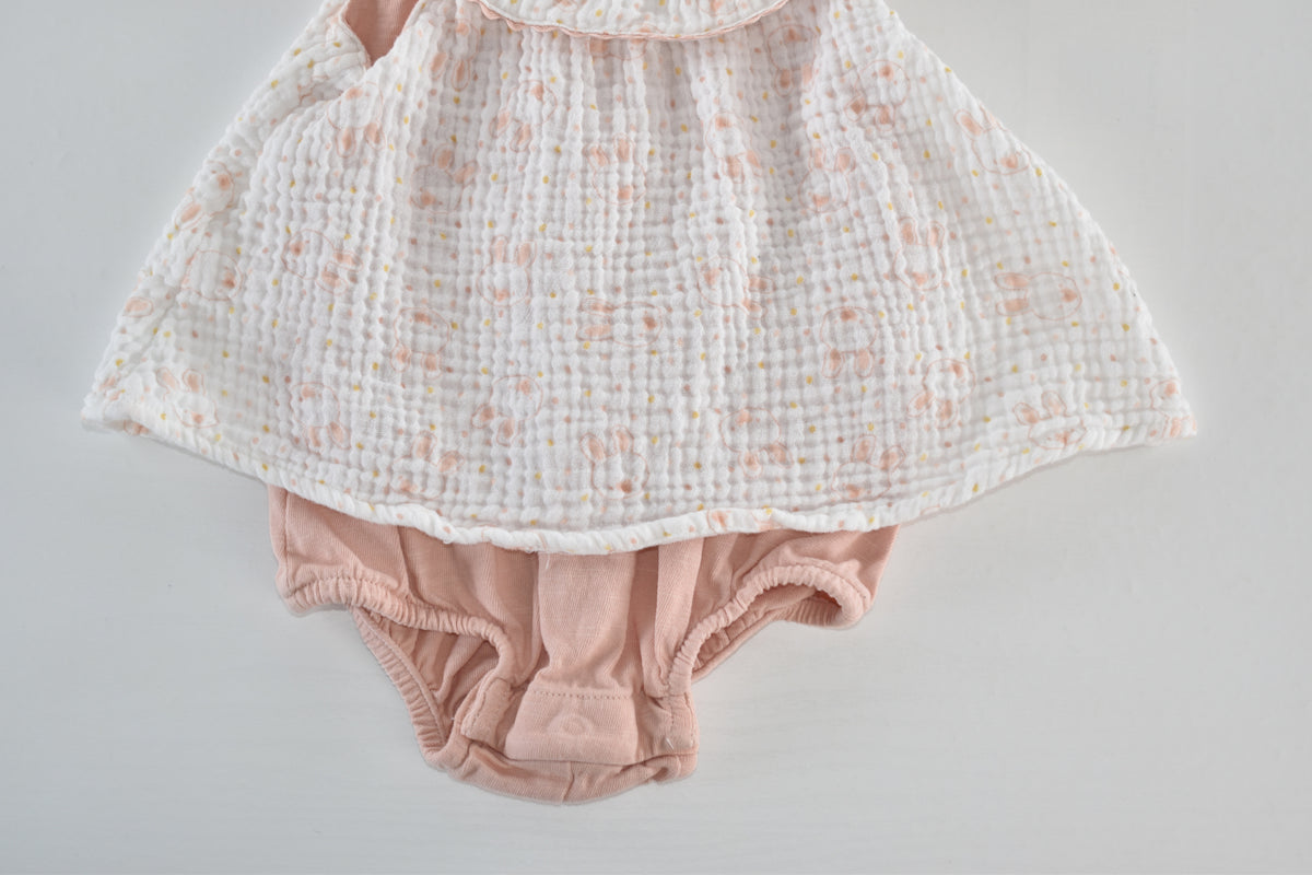 Floral muslin dress & bloomers set