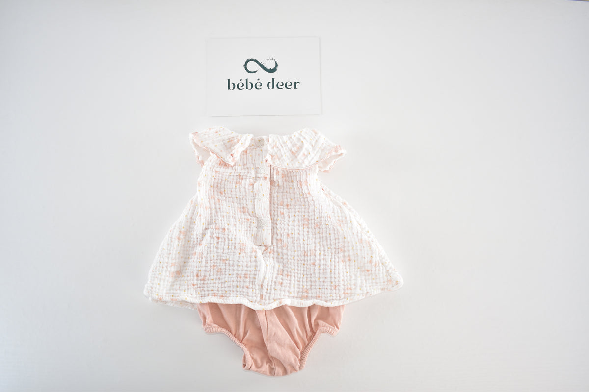 Floral muslin dress & bloomers set