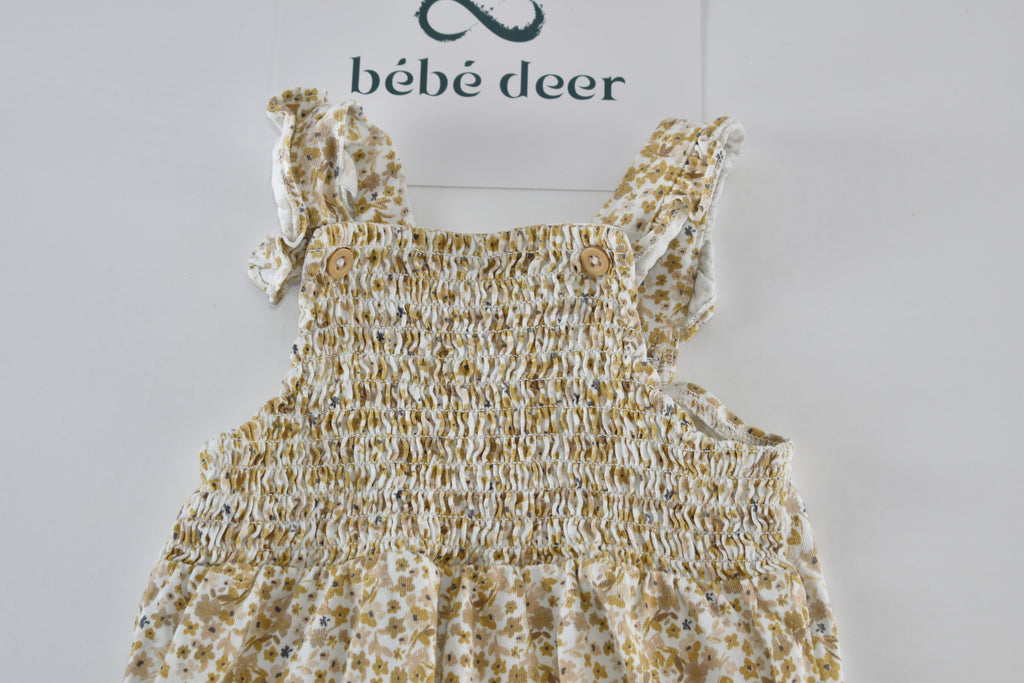Floral smocked dungarees