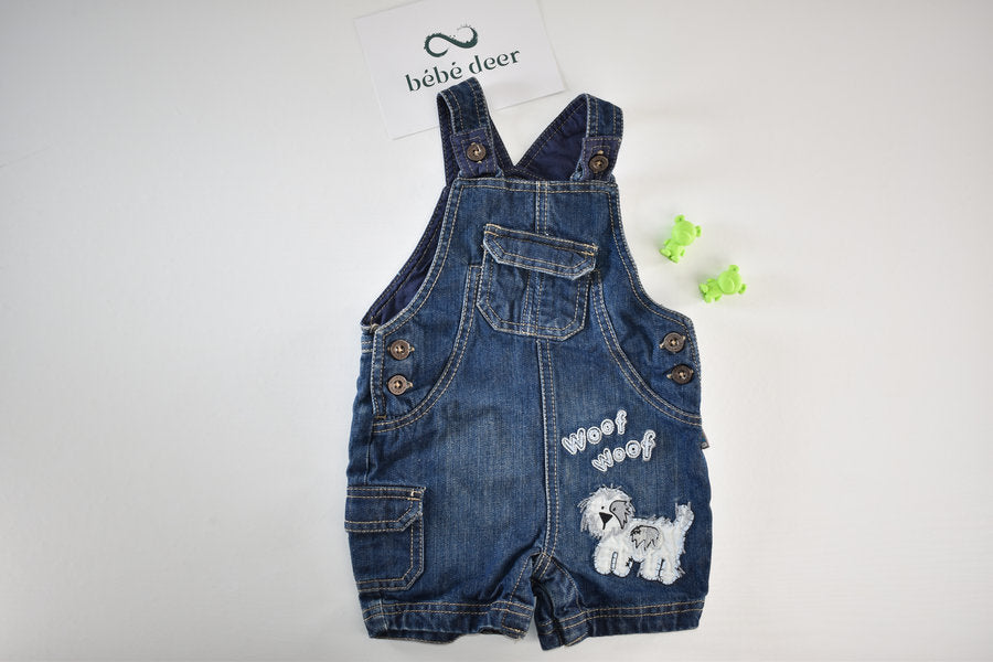 Dungaree with “WOOF WOOF” slogan and dog