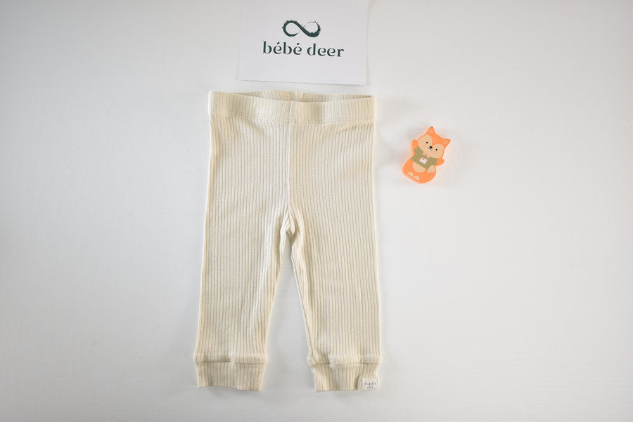Cream ribbed leggings