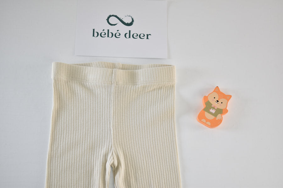 Cream ribbed leggings