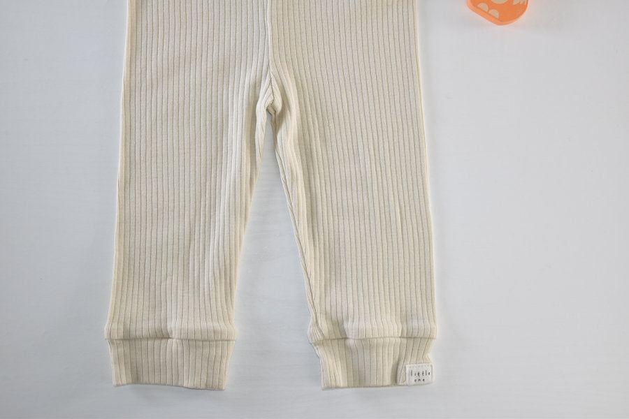 Cream ribbed leggings