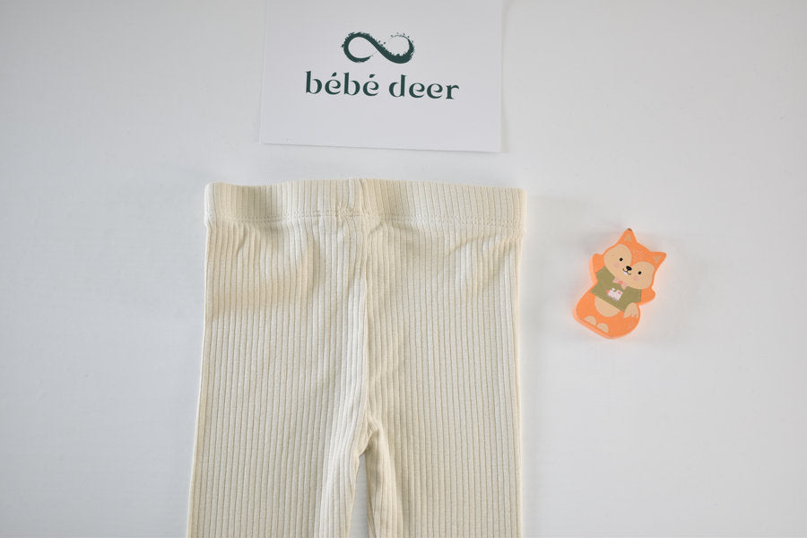 Cream ribbed leggings