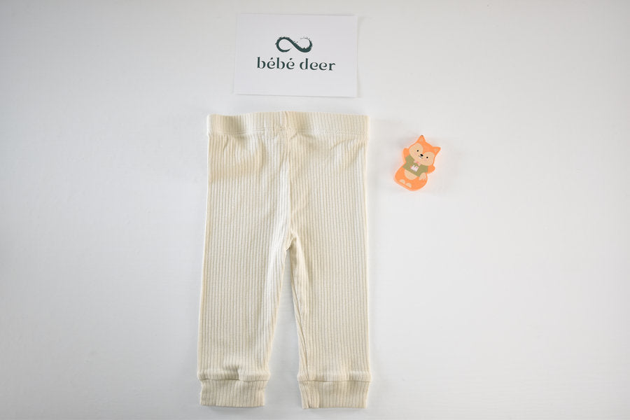 Cream ribbed leggings
