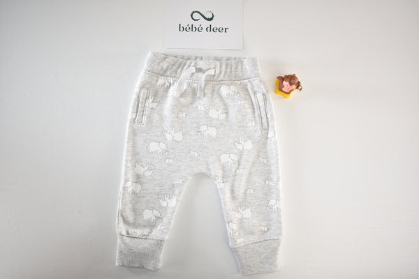 Light grey joggers with elephant print