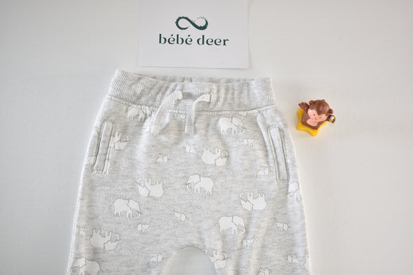Light grey joggers with elephant print