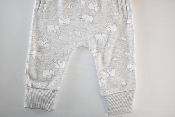 Light grey joggers with elephant print