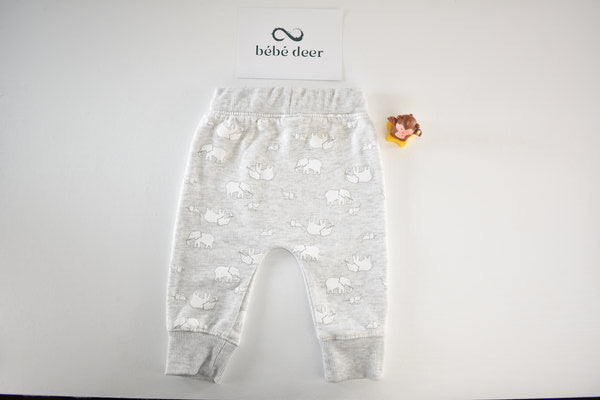Light grey joggers with elephant print
