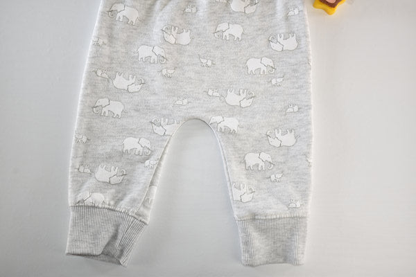 Light grey joggers with elephant print