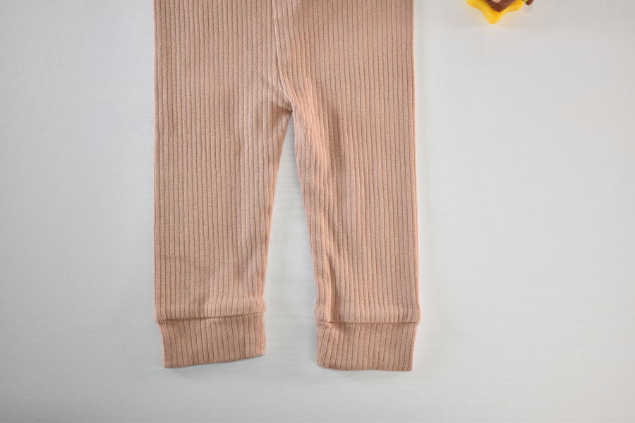 Peach ribbed leggings