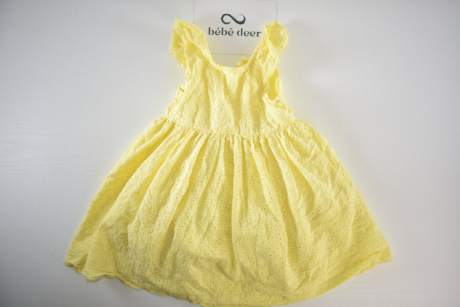Yellow broderie anglaise dress