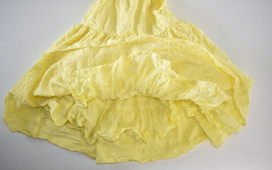 Yellow broderie anglaise dress