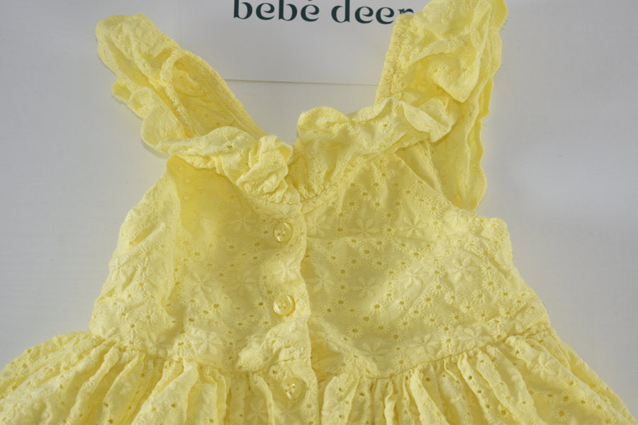 Yellow broderie anglaise dress