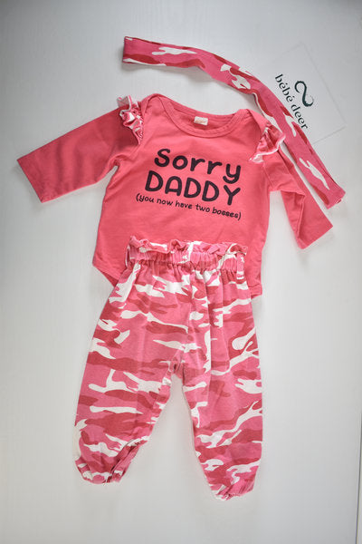 Pink camouflage 3 piece outfit set